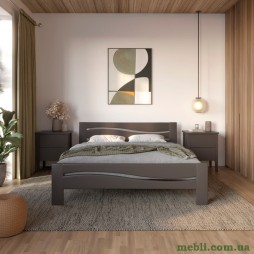 Двоспальне дерев'яне ліжко Mebigrand Неаполь Графітовий (RAL9011) 140х190