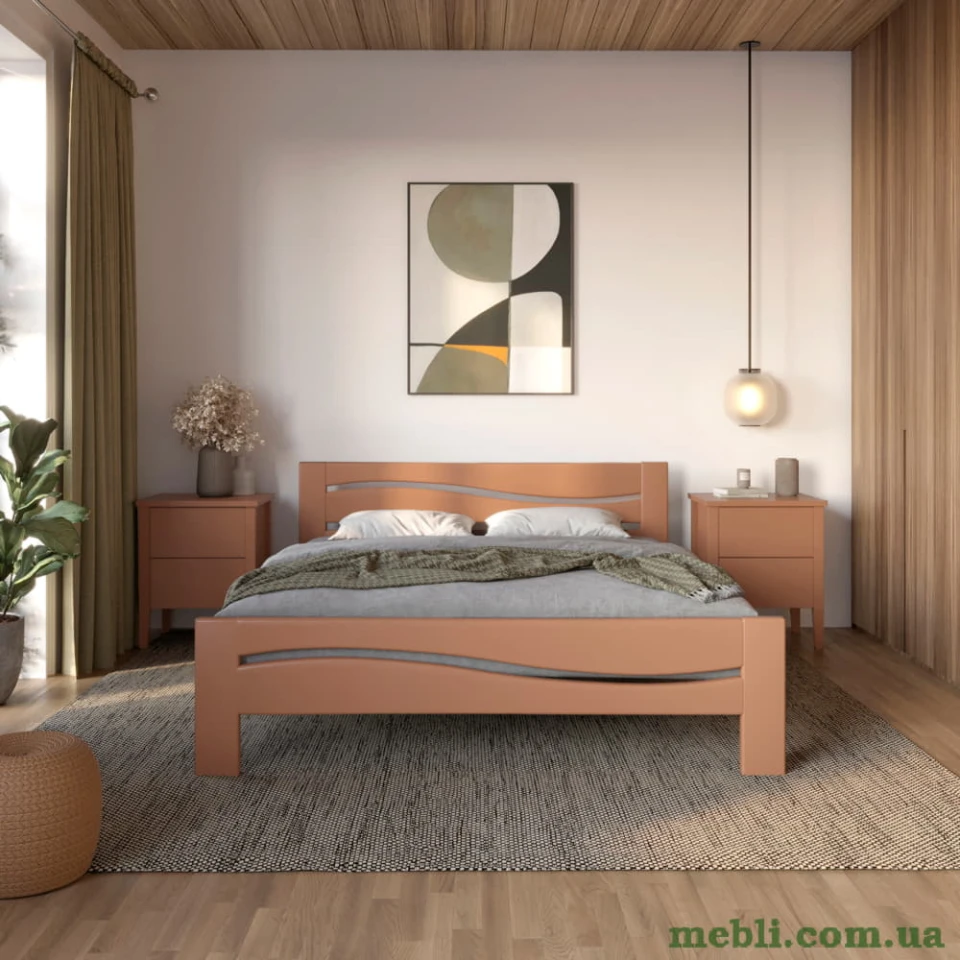 Двоспальне дерев'яне ліжко Mebigrand Неаполь Коричневий (RAL8025) 160х190