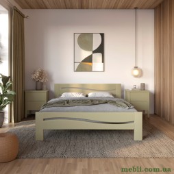 Двоспальне дерев'яне ліжко Mebigrand Неаполь Оливковий (RAL1020) 160х190