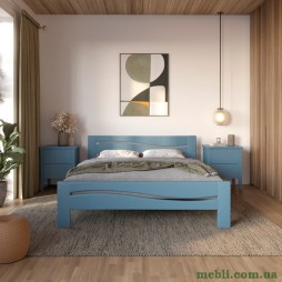 Двоспальне дерев'яне ліжко Mebigrand Неаполь Сіро-синій (S7010R90B) 180х200