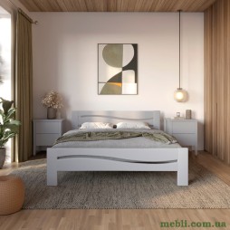 Двоспальне дерев'яне ліжко Mebigrand Неаполь Світло-сірий (RAL7040) 140х200