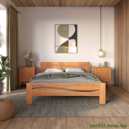 Двоспальне дерев'яне ліжко Mebigrand Неаполь Вільха 180х200