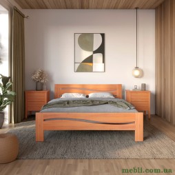 Двоспальне дерев'яне ліжко Mebigrand Неаполь Яблуня 140х190