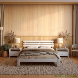 Двоспальне дерев'яне ліжко Mebigrand Новара Білий (RAL9003) 140х200