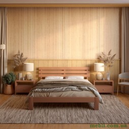 Двоспальне дерев'яне ліжко Mebigrand Новара Коричневий (RAL8025) 180х190