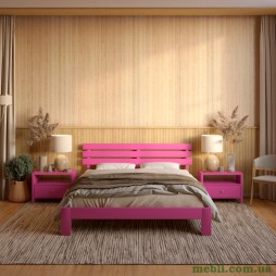 Двоспальне дерев'яне ліжко Mebigrand Новара Рожевий (S2060R30B) 180х190