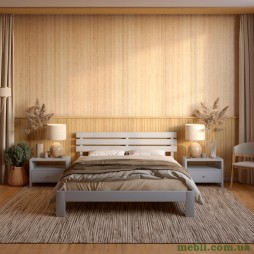 Двоспальне дерев'яне ліжко Mebigrand Новара Світло-сірий (RAL-7040) 180х200