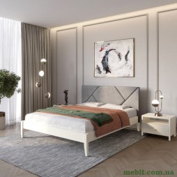 Двоспальне дерев'яне ліжко Mebigrand Нью-Йорк ДК Айворі (S0505Y30R)/Аляска 93 (Сірий) 140х200