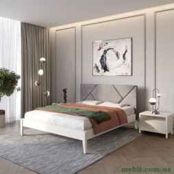 Двоспальне дерев'яне ліжко Mebigrand Нью-Йорк ДК Бежевий (S2005Y50R)/Аляска 93 (Сірий) 140х190