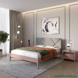 Двоспальне дерев'яне ліжко Mebigrand Нью-Йорк ДК Горіх лісовий/Аляска 93 (Сірий) 160х190