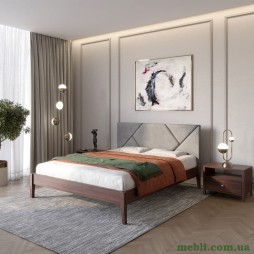 Двоспальне дерев'яне ліжко Mebigrand Нью-Йорк ДК Горіх темний/Аляска 93 (Сірий) 180х190