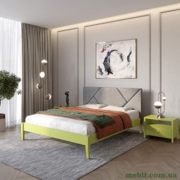 Двоспальне дерев'яне ліжко Mebigrand Нью-Йорк ДК Лайм (S3050G70Y)/Аляска 93 (Сірий) 160х200