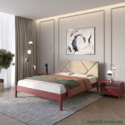 Двоспальне дерев'яне ліжко Mebigrand Нью-Йорк ДК Махонь/Аляска 23 (Бежевий) 160х200