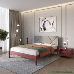 Двоспальне дерев'яне ліжко Mebigrand Нью-Йорк ДК Махонь/Аляска 93 (Сірий) 140х200