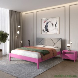 Двоспальне дерев'яне ліжко Mebigrand Нью-Йорк ДК Рожевий (S2060R30B)/Аляска 93 (Сірий) 180х200