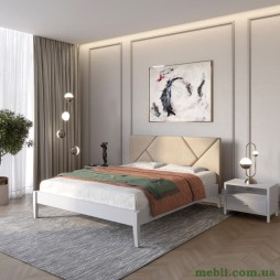 Двоспальне дерев'яне ліжко Mebigrand Нью-Йорк ДК Світло-сірий (RAL-7040)/Аляска 23 (Бежевий) 140х190