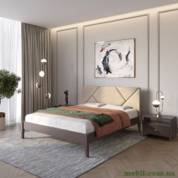 Двоспальне дерев'яне ліжко Mebigrand Нью-Йорк ДК Венге/Аляска 23 (Бежевий) 140х190