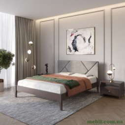 Двоспальне дерев'яне ліжко Mebigrand Нью-Йорк ДК Венге/Аляска 93 (Сірий) 140х190