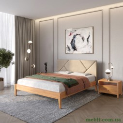 Двоспальне дерев'яне ліжко Mebigrand Нью-Йорк ДК Вільха/Аляска 23 (Бежевий) 140х200