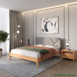 Двоспальне дерев'яне ліжко Mebigrand Нью-Йорк ДК Вільха/Аляска 93 (Сірий) 140х200