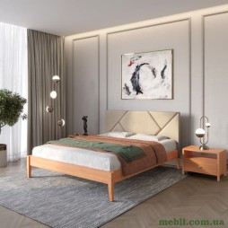 Двоспальне дерев'яне ліжко Mebigrand Нью-Йорк ДК Яблуня/Аляска 23 (Бежевий) 160х190