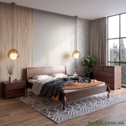 Двоспальне дерев'яне ліжко Mebigrand Палермо Горіх темний 140х190