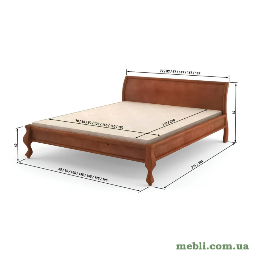 Двоспальне дерев'яне ліжко Mebigrand Палермо Рожевий (S2060R30B) 160х200