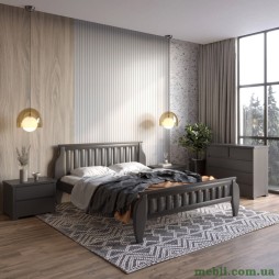 Двоспальне дерев'яне ліжко Mebigrand Прага Графітовий (RAL9011) 180х190