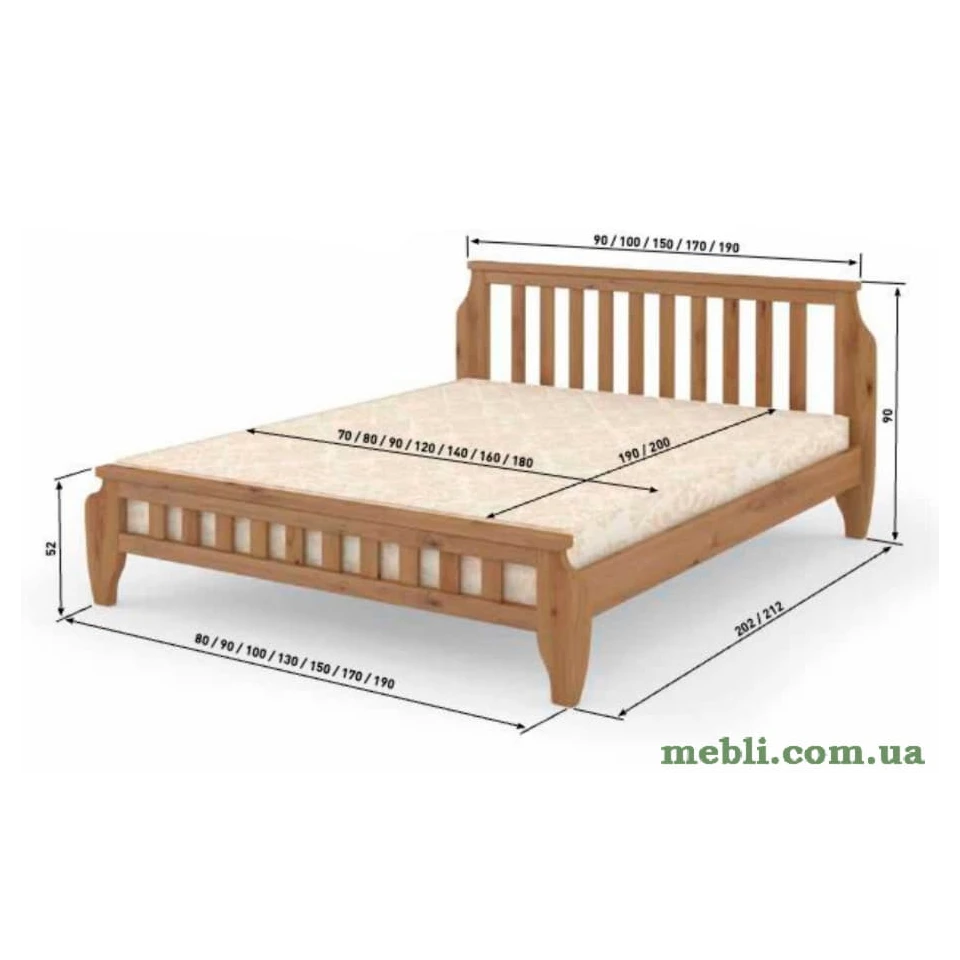 Двоспальне дерев'яне ліжко Mebigrand Прага Коричневий (RAL8025) 140х200
