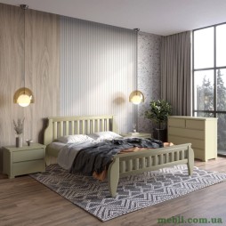 Двоспальне дерев'яне ліжко Mebigrand Прага Оливковий (RAL1020) 160х190