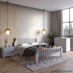Двоспальне дерев'яне ліжко Mebigrand Прага Світло-сірий (RAL-7040) 160х200