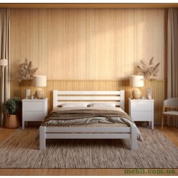 Двоспальне дерев'яне ліжко Mebigrand Прем'єра Білий (RAL9003) 180х190