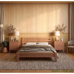 Двоспальне дерев'яне ліжко Mebigrand Прем'єра Коричневий (RAL8025) 140х190