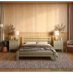 Двоспальне дерев'яне ліжко Mebigrand Прем'єра Оливковий (RAL1020) 180х190