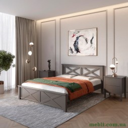 Двоспальне дерев'яне ліжко Mebigrand Прованс Н Графітовий (RAL9011) 160х200