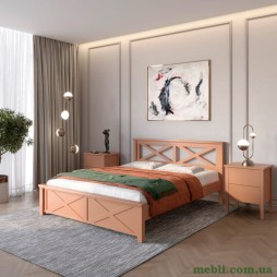 Двоспальне дерев'яне ліжко Mebigrand Прованс Н Коричневий (RAL8025) 180х190