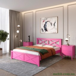 Двоспальне дерев'яне ліжко Mebigrand Прованс Н Рожевий (S2060R30B) 140х200