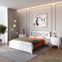 Двоспальне дерев'яне ліжко Mebigrand Прованс Н Сіро-блакитний (S2010R80B) 140х190