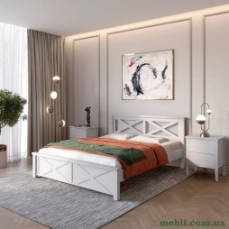 Двоспальне дерев'яне ліжко Mebigrand Прованс Н Світло-сірий (RAL7040) 160х190