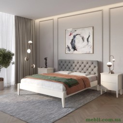 Двоспальне дерев'яне ліжко Mebigrand Рим ДК Бежевий (S2005Y50R) /Аляска 93 (Сірий) Б3 160х200