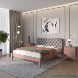 Двоспальне дерев'яне ліжко Mebigrand Рим ДК Горіх лісовий/Аляска 93 (Сірий) Б3 160х200
