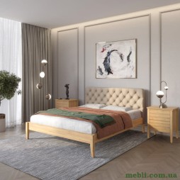 Двоспальне дерев'яне ліжко Mebigrand Рим ДК Горіх світлий/Аляска 23 (Бежевий) Б3 180х200