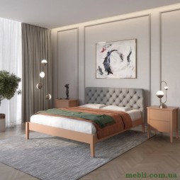 Двоспальне дерев'яне ліжко Mebigrand Рим ДК Коричневий (RAL8025)/Аляска 93 (Сірий) Б3 180х200