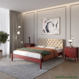 Двоспальне дерев'яне ліжко Mebigrand Рим ДК Махонь/Аляска 23 (Бежевий) Б3 180х190