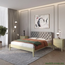 Двоспальне дерев'яне ліжко Mebigrand Рим ДК Оливковий (RAL1020)/Аляска 93 (Сірий) Б3 160х200
