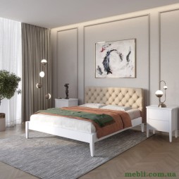 Двоспальне дерев'яне ліжко Mebigrand Рим ДК Сіро-блакитний (S2010R80B)/Аляска 23 (Бежевий) Б3 140х200
