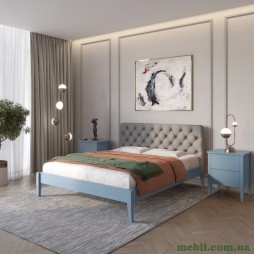 Двоспальне дерев'яне ліжко Mebigrand Рим ДК Сіро-синій (S7010R90B)/Аляска 93 (Сірий) Б3 140х190