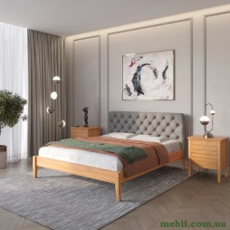 Двоспальне дерев'яне ліжко Mebigrand Рим ДК Вільха/Аляска 93 (Сірий) Б3 140х200