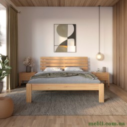 Двоспальне дерев'яне ліжко Mebigrand Техас Горіх світлий 140х190