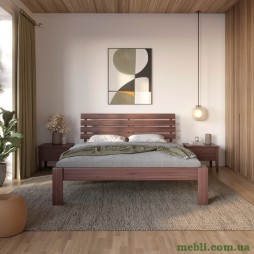 Двоспальне дерев'яне ліжко Mebigrand Техас Горіх темний 140х200